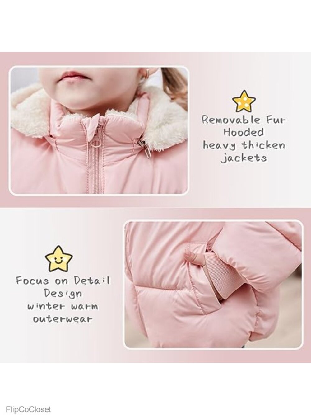 Toddler Girls Hooded Puffer Down Alternative Jacket Winter Coat - Picture 4 of 6